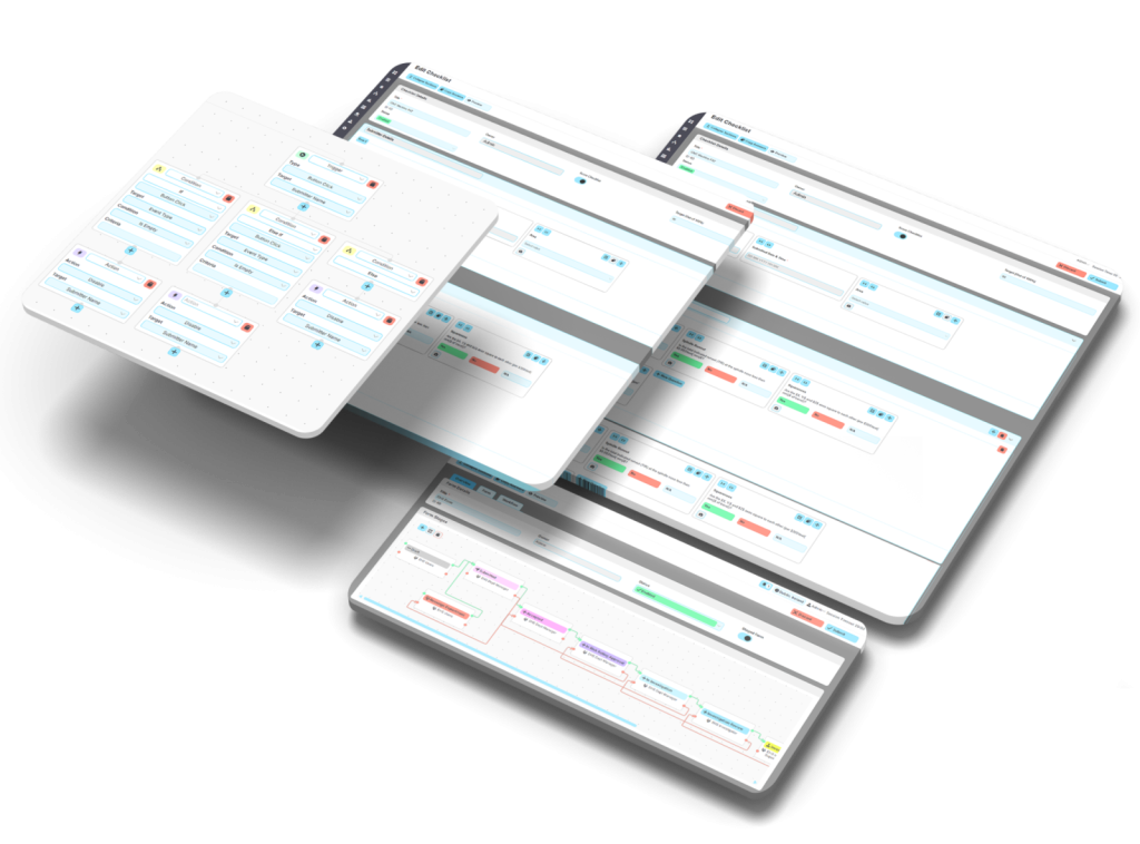 Screenshot of a digital form builder interface, showing workflow design tools and form elements.